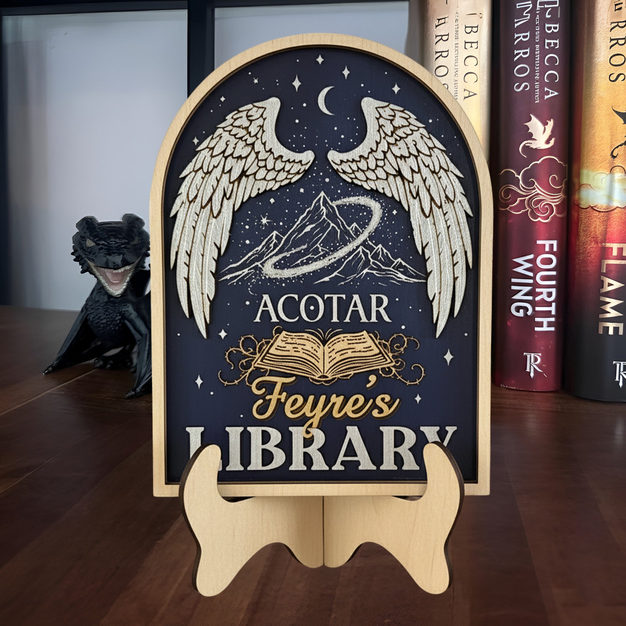 ACOTAR Bookshelf Sign, Velaris Night Court Decor, Personalized Library Sign, Fantasy Bookish Shelf Display Gift BTVLR27
