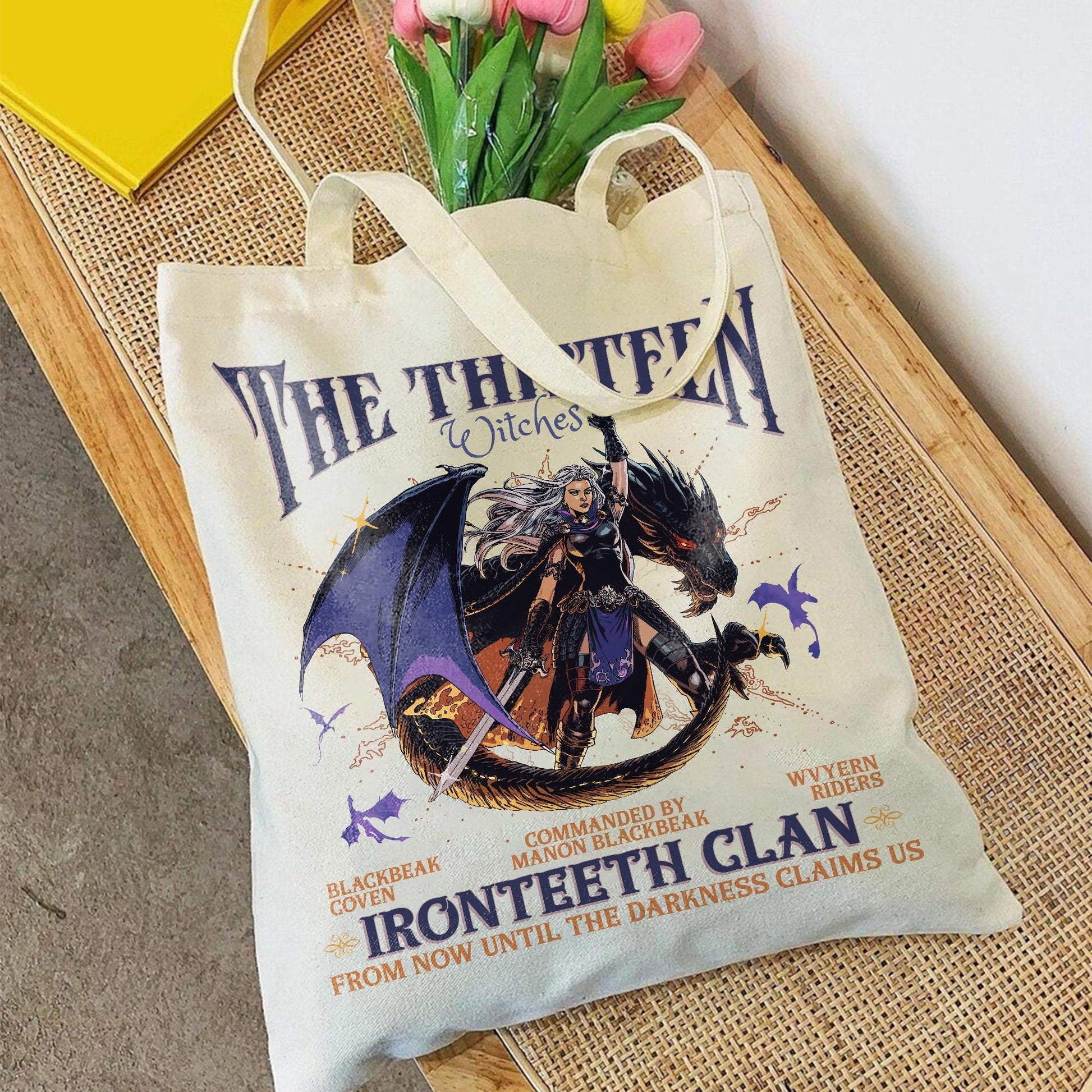 The Thirteen Tote Bag, Manon Blackbeak Ironteeth Bag, Darkness Claims Us Bag, Tog Bag, Manon Blackbeak Bag, SJM Merch Bookish Bag TBVLR03