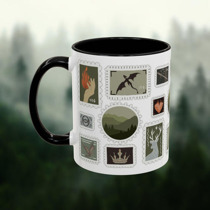 Throne of Glass Mug, ToG Terrasen Aelin Stamp design, Fantasy Book Lover Gift, Throne of Glass Fanart, Bookish Coffee Cup MGVLR05