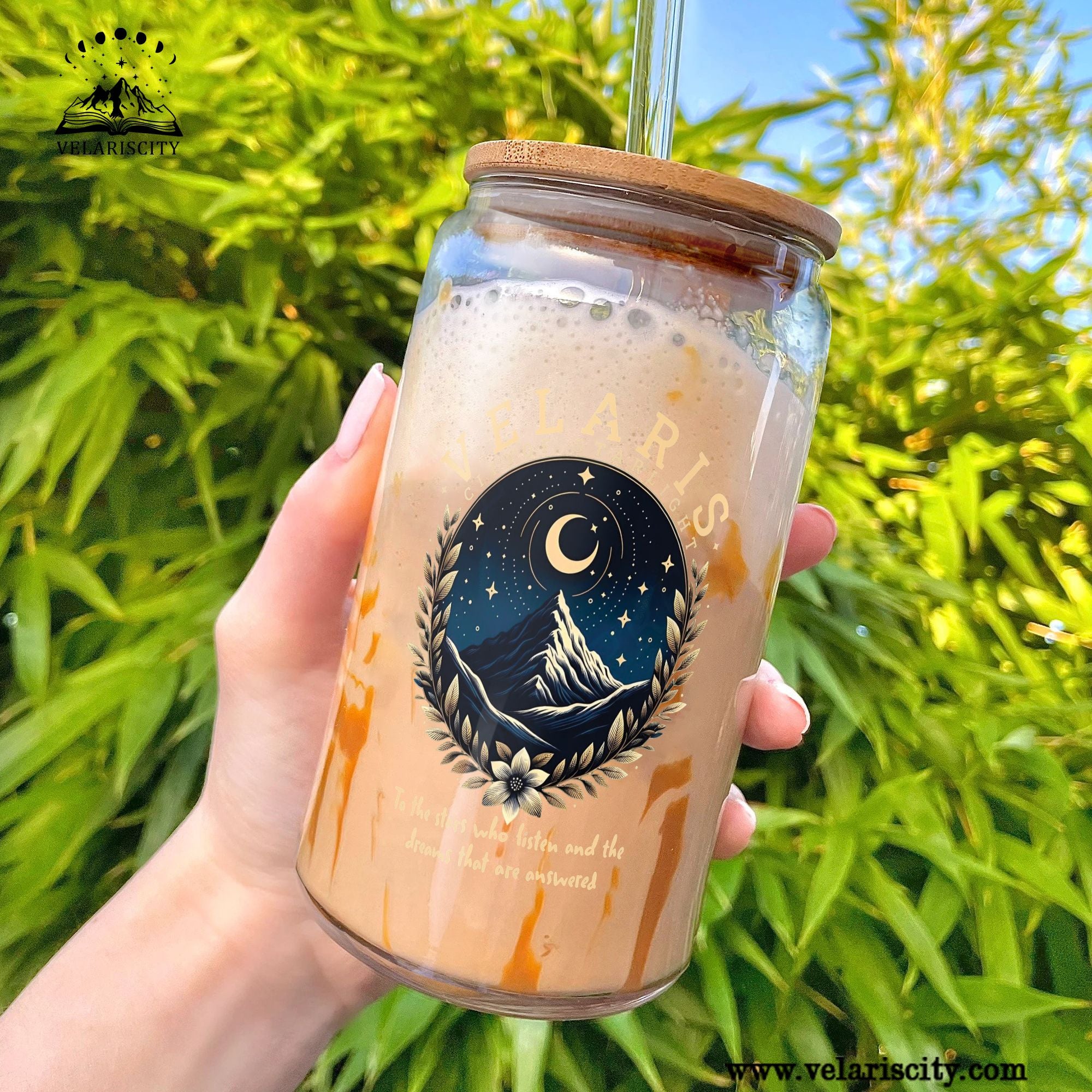 Velaris City of Starlight Glass Can Cup with Straw, ACOTAR To The Stars Quote Tumbler, Bookish Fantasy Gift GLVLR41