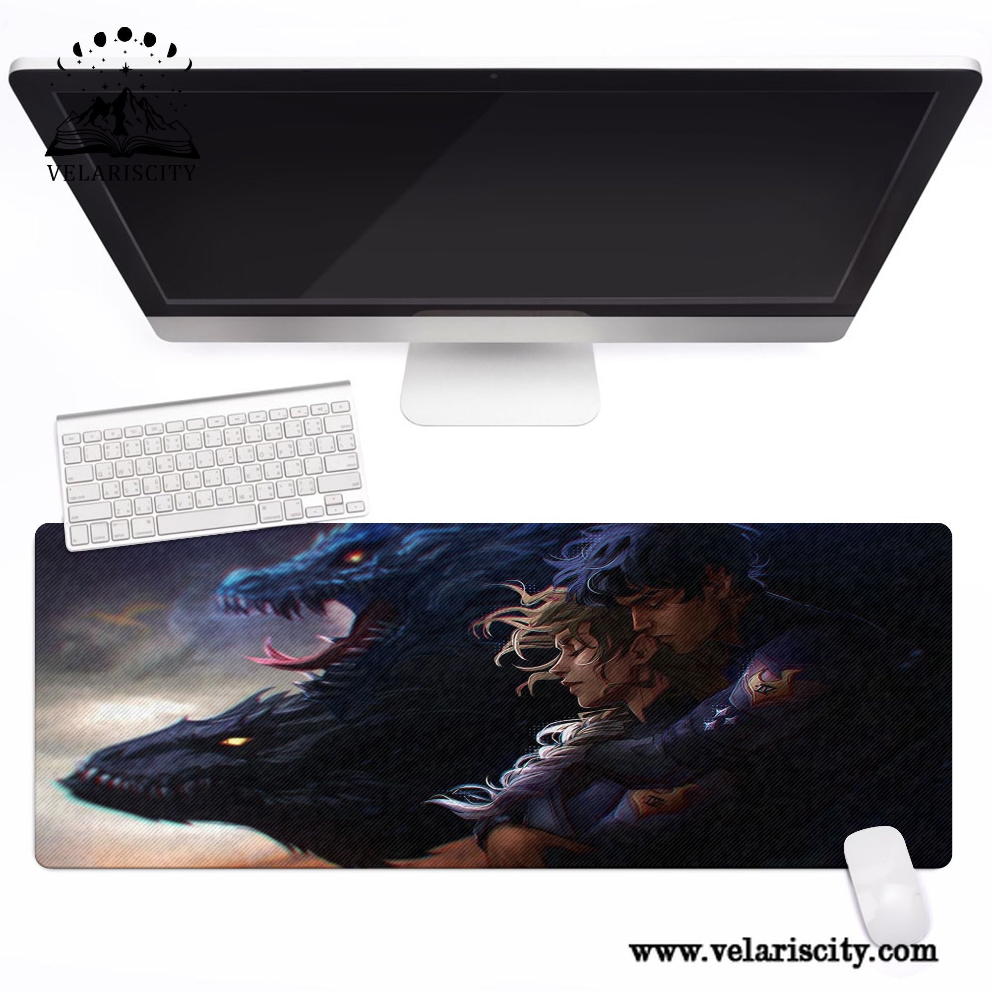 Fourth Wing Desk Mat, Xaden & Violet with Tairn and Andarna, Empyrean Series Fantasy Desk Pad, Gifts For Fan DMVLR14