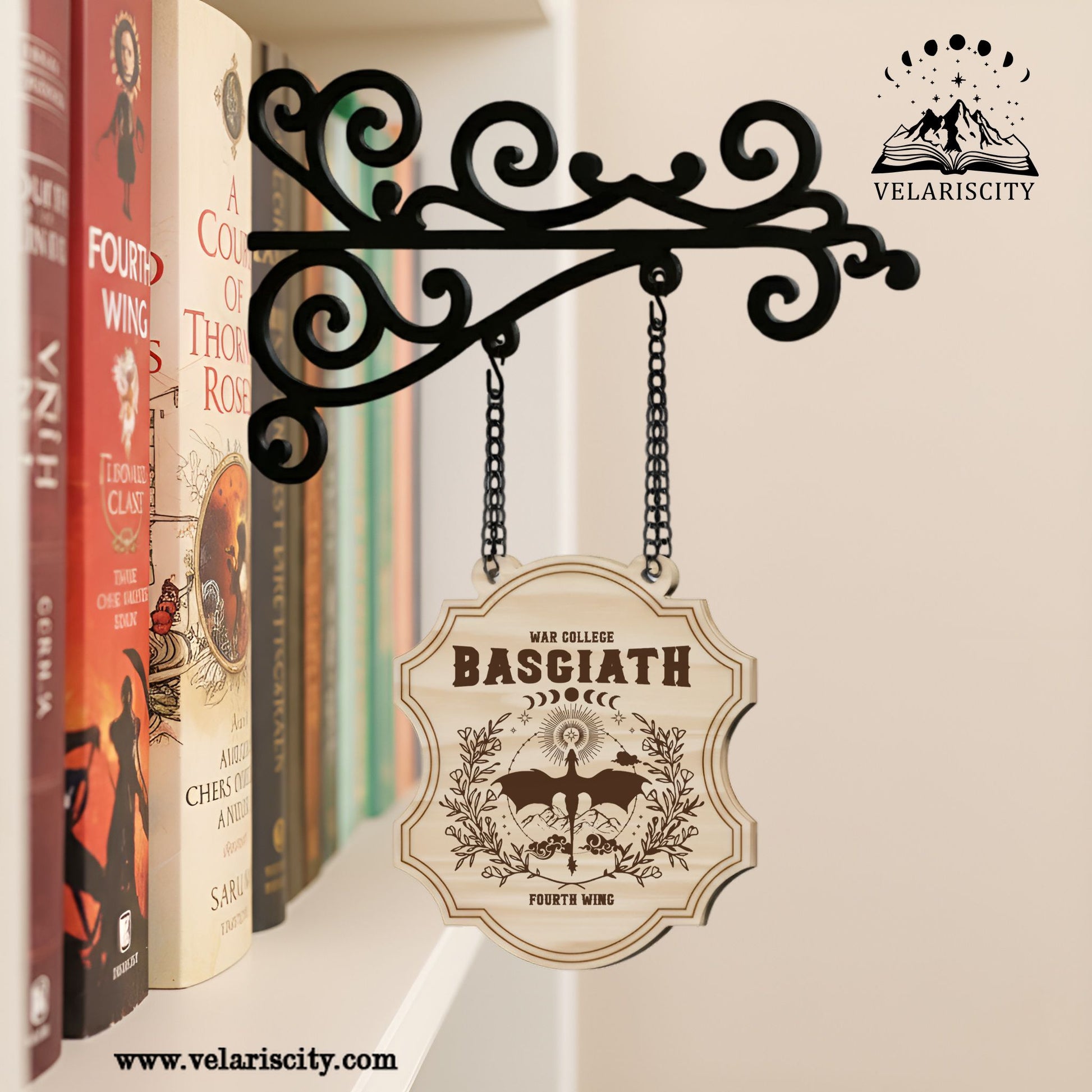 Basgiath Book Tavern Signs, Fourth Wing Inspired Wooden Hanging Sign, War College Fantasy Decor for Book Lovers BSVLR05