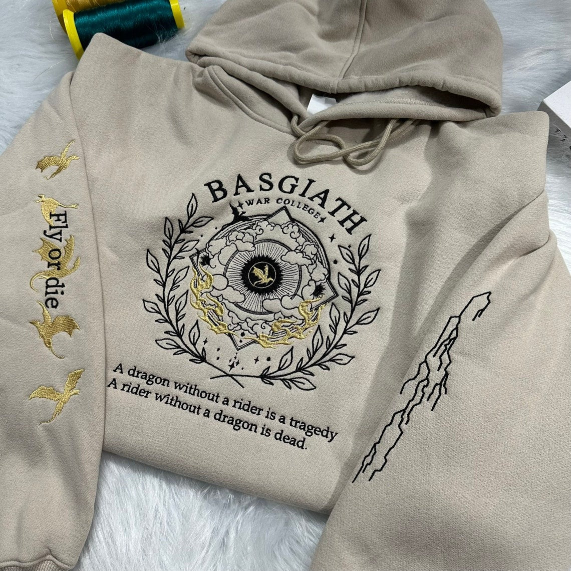Embroidered Fourth Wing Sweatshirt, Basgiath War College Sweatshirt, Dragon Rider Embroidered, VEMB09