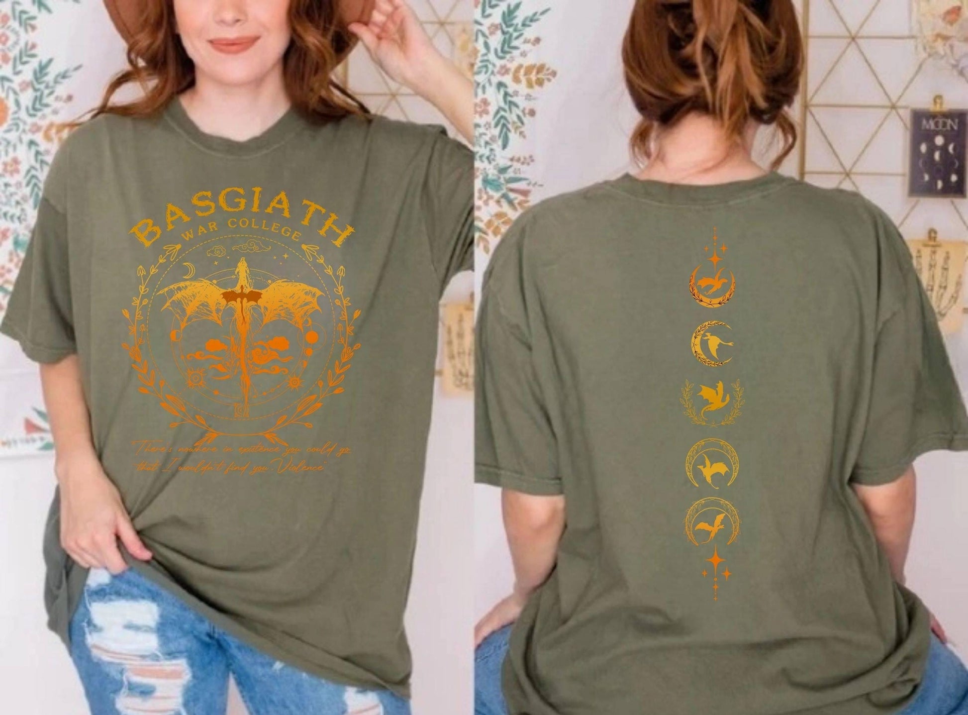 Comfor Colors Basgiath War College Shirt, Fourth Wing Double-Sided T-shirt, Dragon Rider Shirt, Riders Quadrant Tee, Book Lover Gift CFVLR20