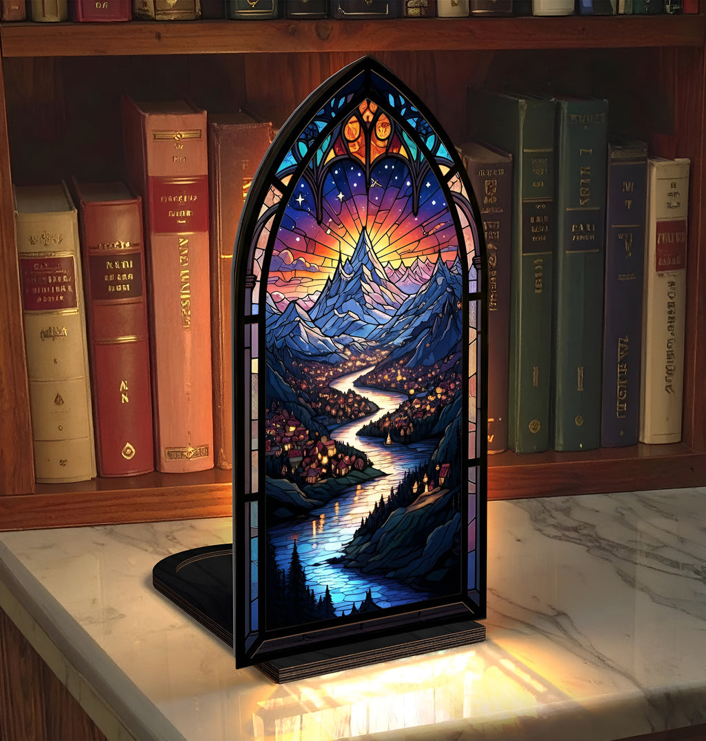 Velaris Night Court Book Nook, ACOTAR Inspired Decor, Starry River and Mountain Scene, Cozy Reading Lamp, Bookish Gift BNVLR25