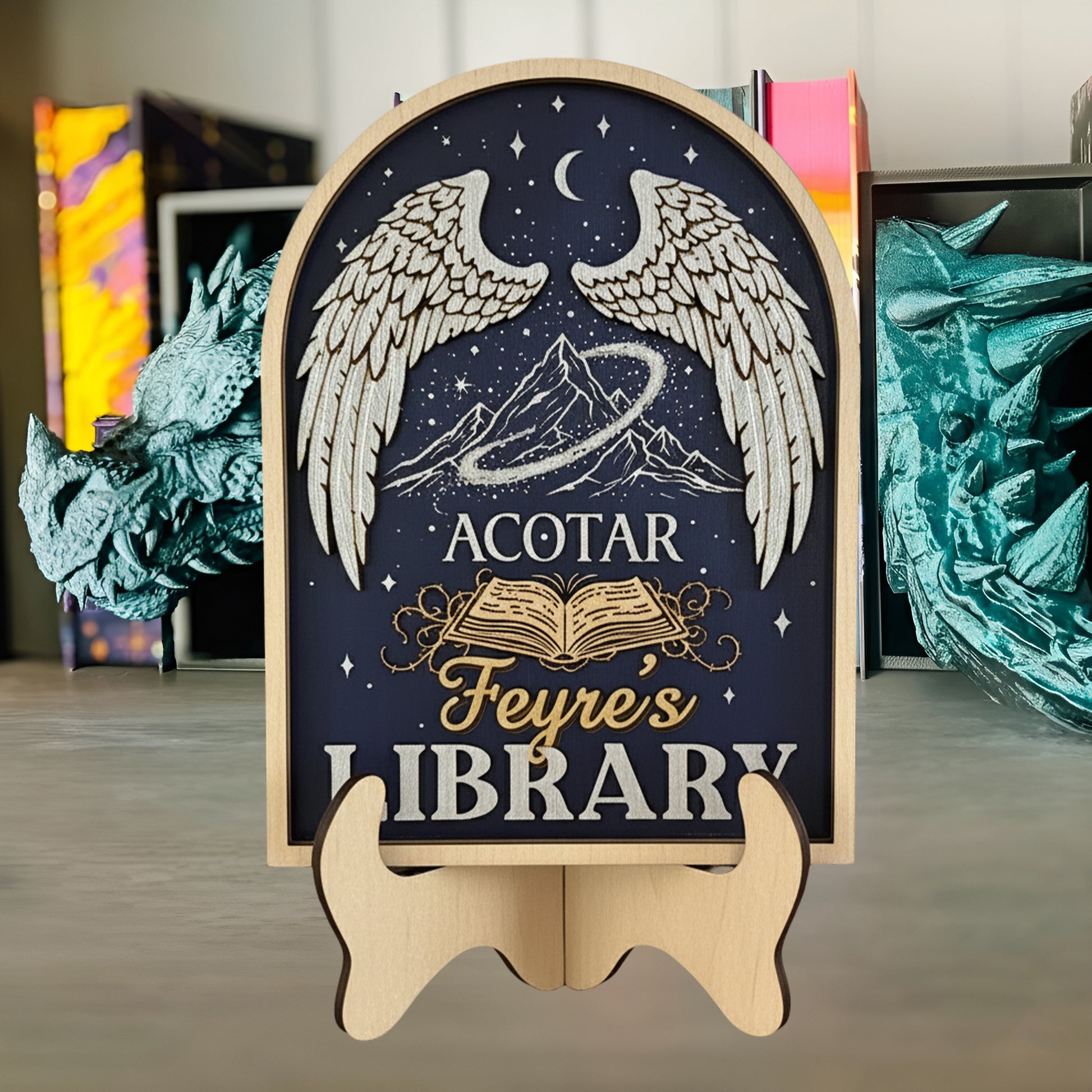 ACOTAR Bookshelf Sign, Velaris Night Court Decor, Personalized Library Sign, Fantasy Bookish Shelf Display Gift