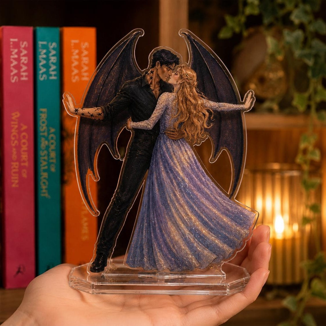 Feyre and Rhysand Bookend Standee, ACOTAR Inspired Acrylic Bookshelf Decor, Night Court Fantasy Romance Gift, Book Lover Shelf Display. BSVLAR05