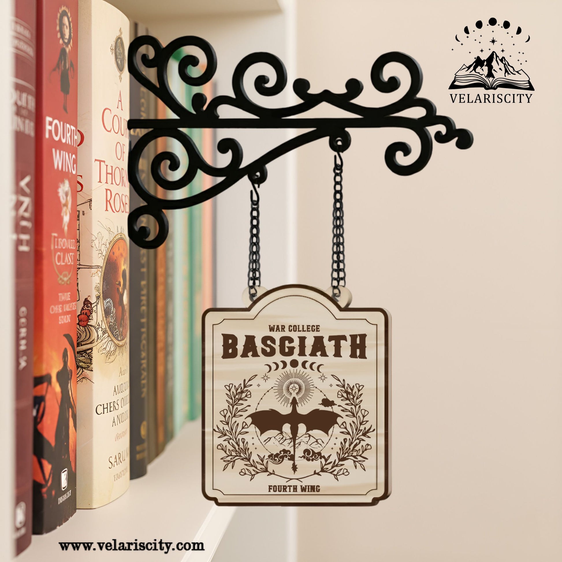 Basgiath Book Tavern Signs, Fourth Wing Inspired Wooden Hanging Sign, War College Fantasy Decor for Book Lovers BSVLR05