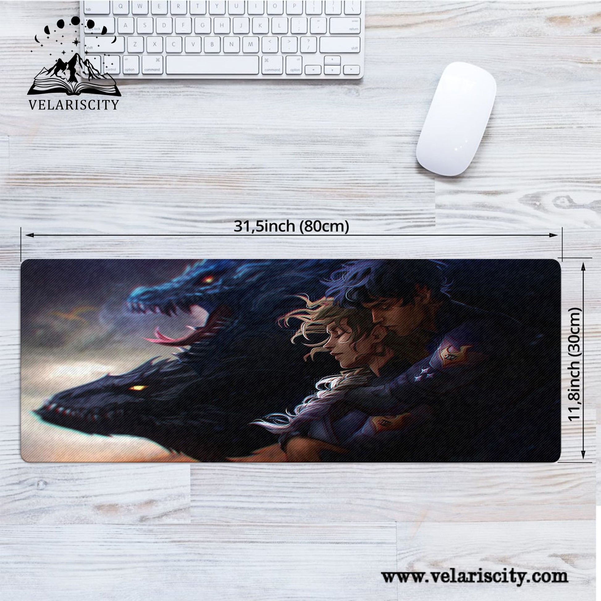 Fourth Wing Desk Mat, Xaden & Violet with Tairn and Andarna, Empyrean Series Fantasy Desk Pad, Gifts For Fan DMVLR14