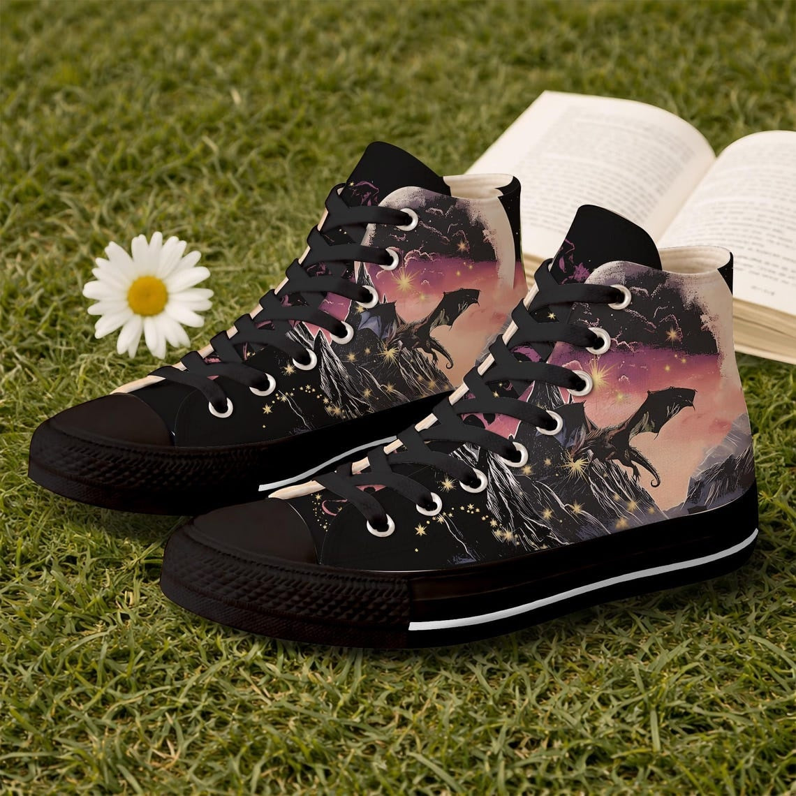 Fourth Wing High Top Shoes, The empyrean Shoes, Dragon Rider Sneakers, Fantasy Bookish Canvas Shoes, Romantasy Reader Gift. HSVLR05