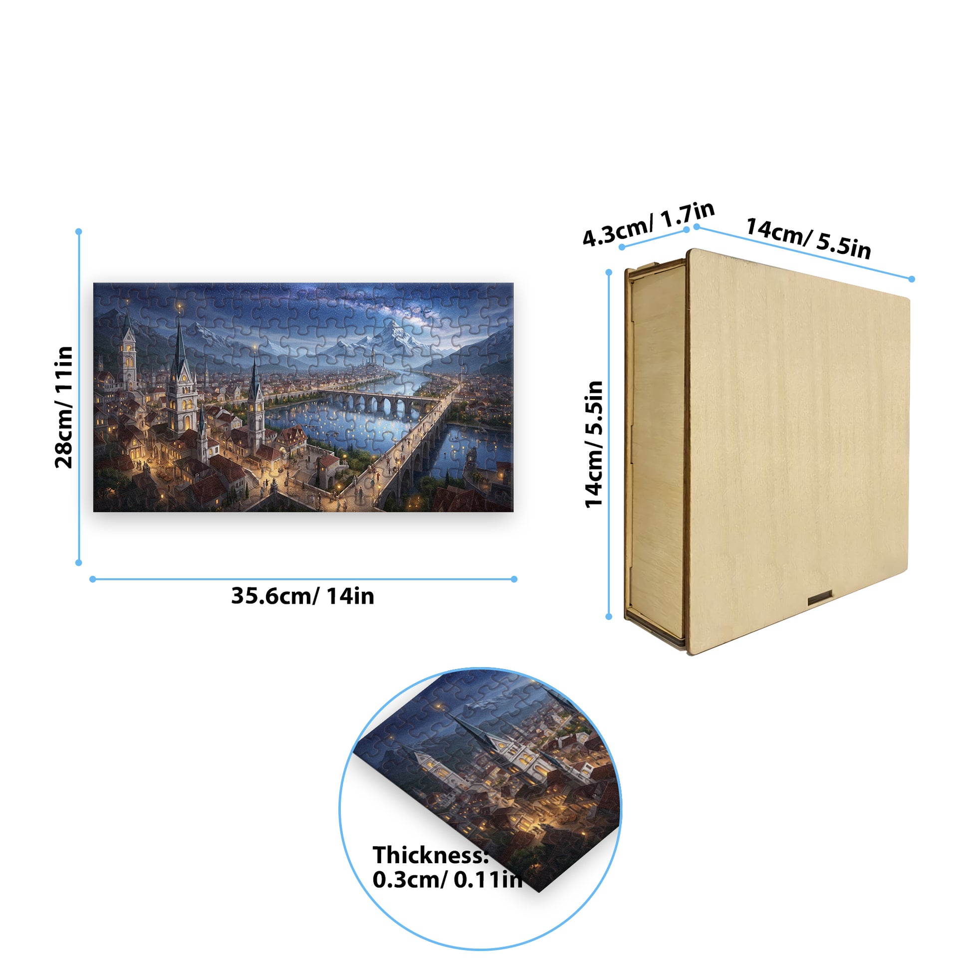 Velaris Night Court Puzzle, ACOTAR Fantasy Cityscape, Wooden Jigsaw for Book Lovers & Fans PVLR05