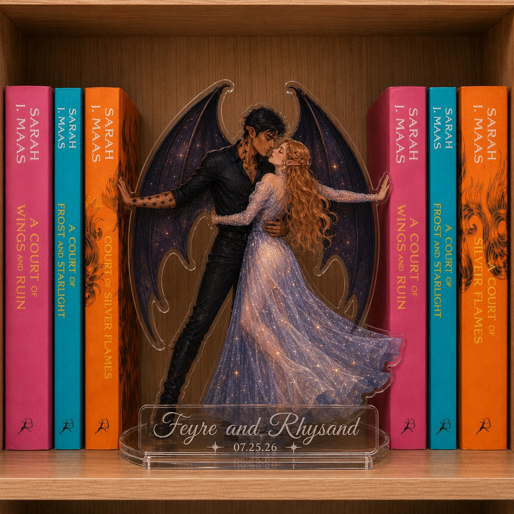 Feyre and Rhysand Bookend Standee, ACOTAR Inspired Acrylic Bookshelf Decor, Night Court Fantasy Romance Gift, Book Lover Shelf Display. BSVLAR05