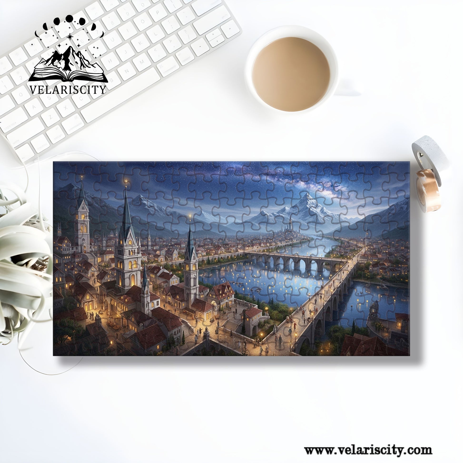 Velaris Night Court Puzzle, ACOTAR Fantasy Cityscape, Wooden Jigsaw for Book Lovers & Fans PVLR05