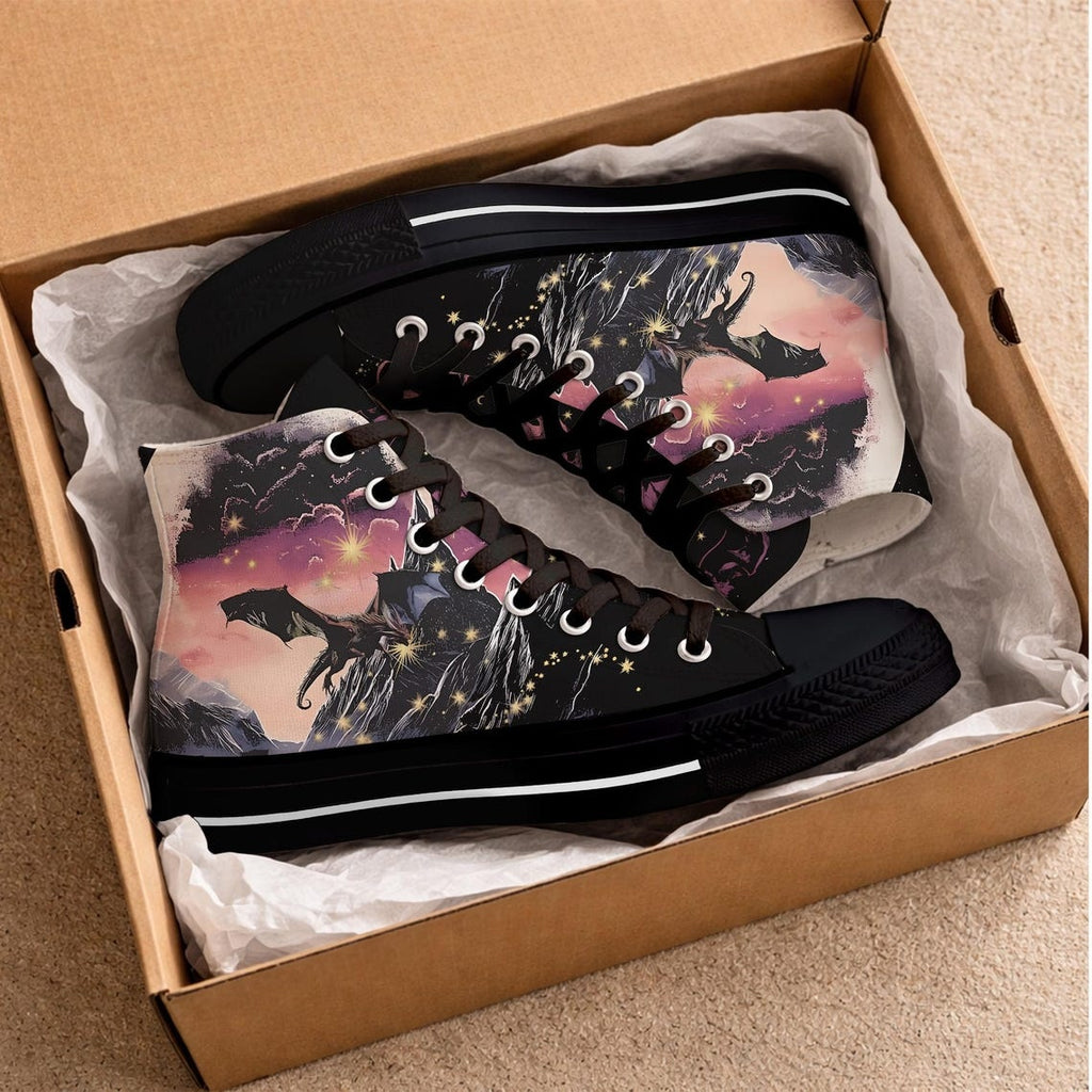 Fourth Wing High Top Shoes, The empyrean Shoes, Dragon Rider Sneakers, Fantasy Bookish Canvas Shoes, Romantasy Reader Gift. HSVLR05