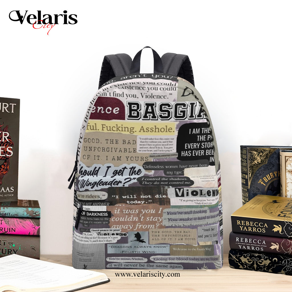Fourth Wing Inspired Backpack,Fourth Wing Quote Collage Backpack, Book Lover Gift BPVLR52