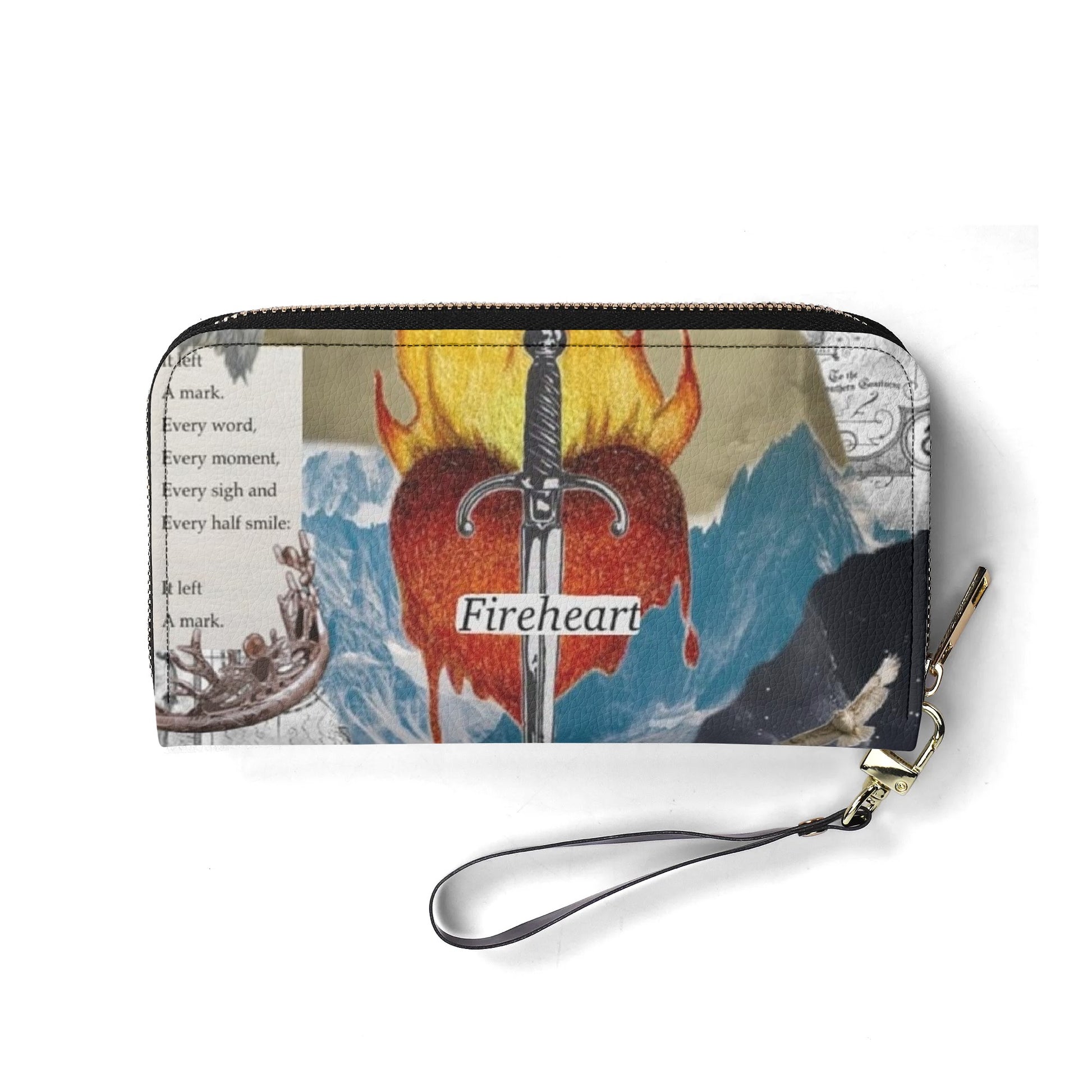 Fireheart Collage Art Leather Bag, Throne Of Glass Inspired Bag, Personalized Leather Bag, Fantasy Leather Handbag, Perfect Gift for Women. HBVLR54