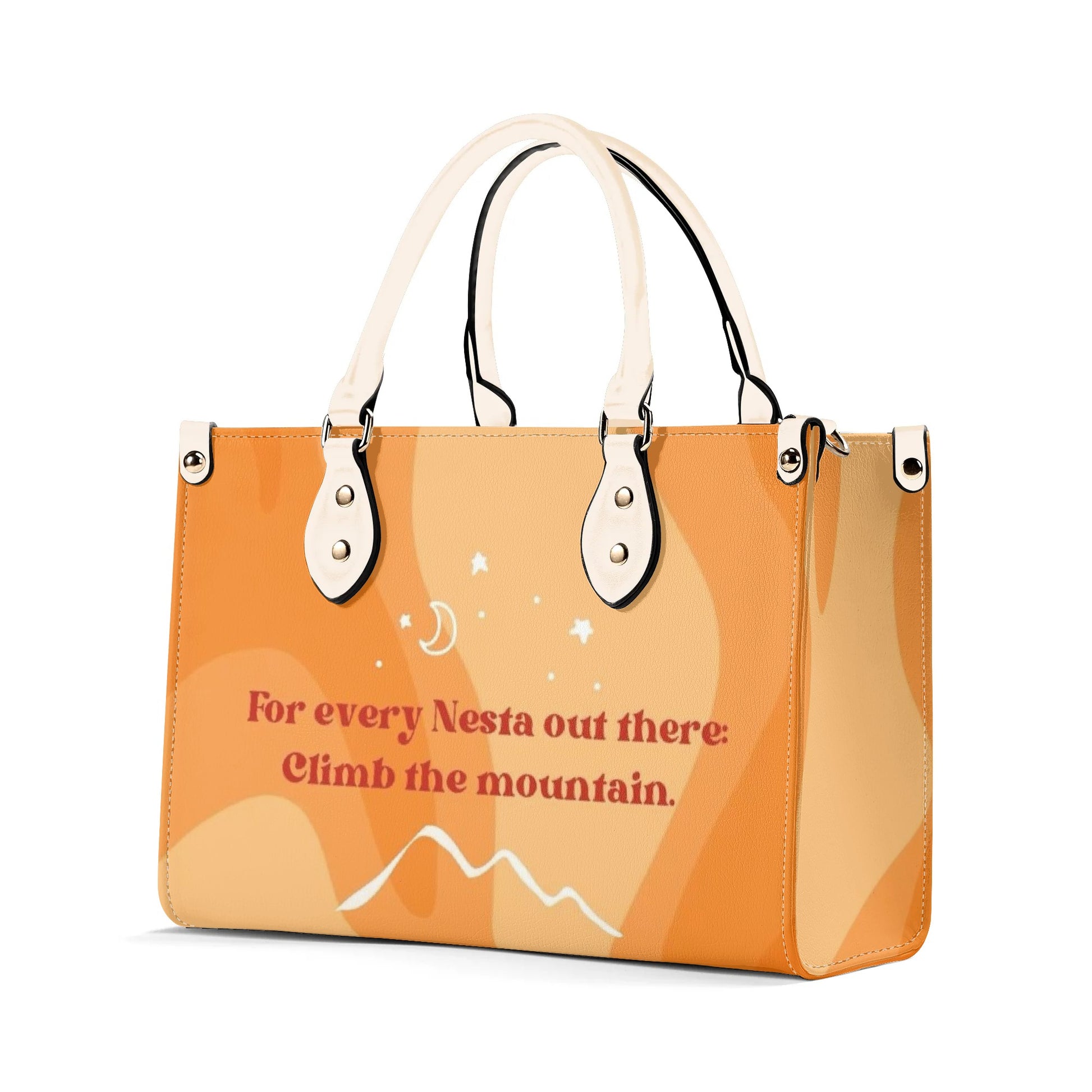 "For every Nesta out there Climb the mountain" Quote Leather Bag, ACOTAR Inspired Bag, Personalized Leather Bag, Fantasy Leather Handbag, Perfect Gift for Women. HBVLR55