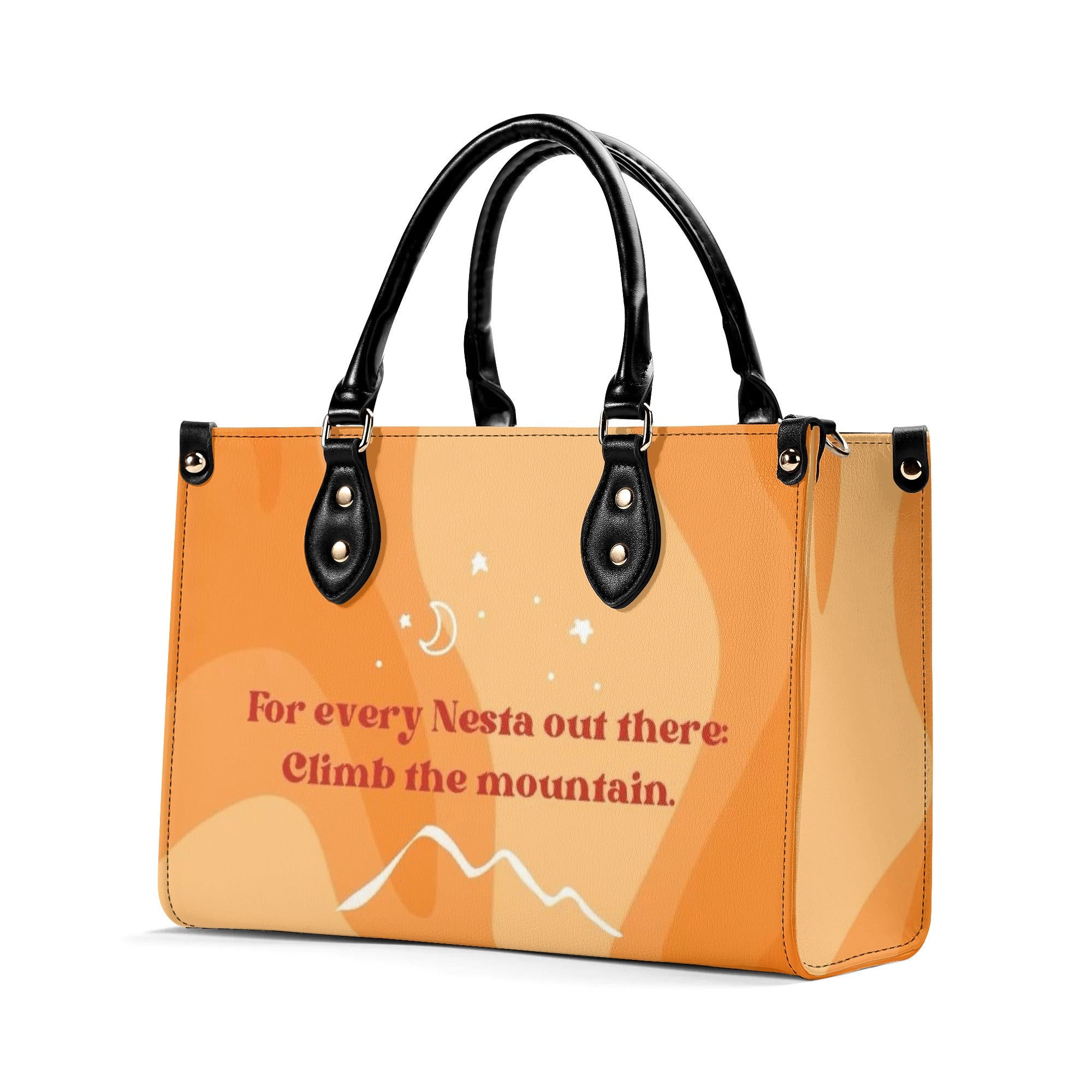 "For every Nesta out there Climb the mountain" Quote Leather Bag, ACOTAR Inspired Bag, Personalized Leather Bag, Fantasy Leather Handbag, Perfect Gift for Women. HBVLR55