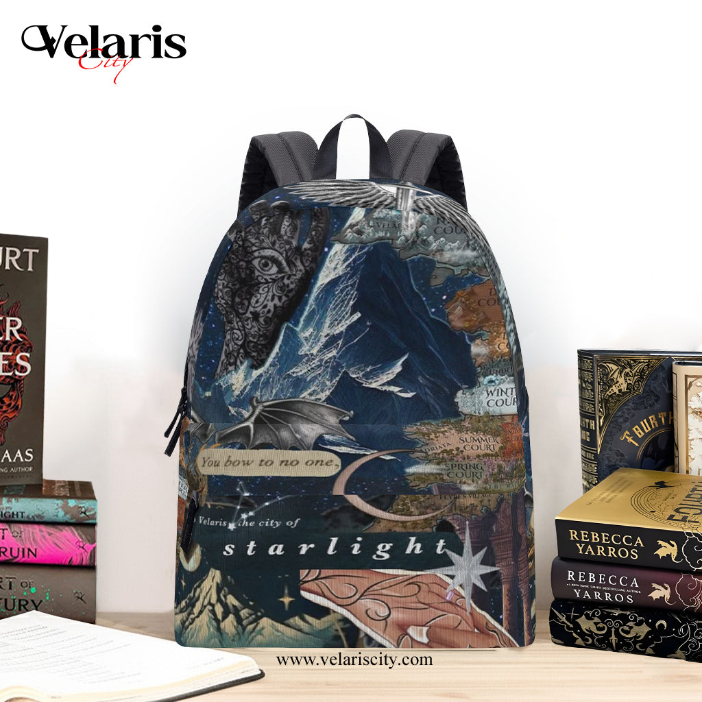 Velaris ACOTAR Collage Backpack, Fantasy Map and Symbol Design, Book Lover Gift BPVLR54