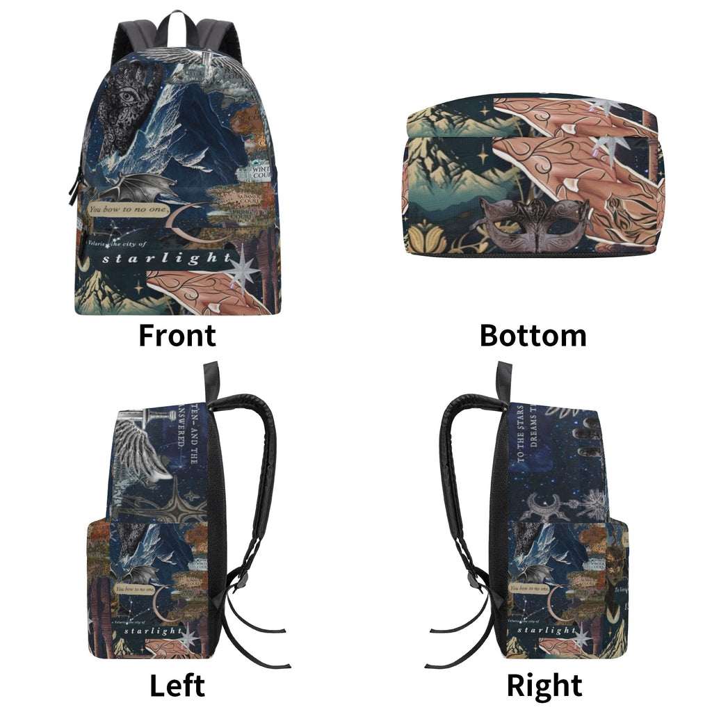 Velaris ACOTAR Collage Backpack, Fantasy Map and Symbol Design, Book Lover Gift BPVLR54