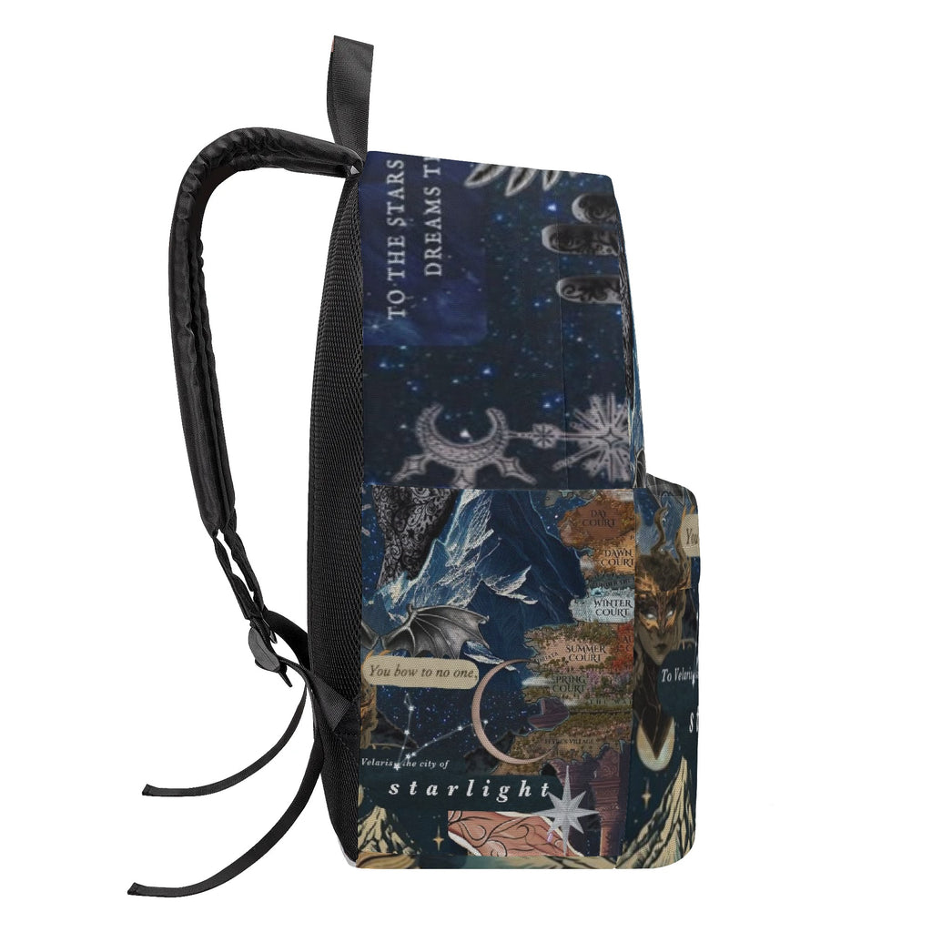 Velaris ACOTAR Collage Backpack, Fantasy Map and Symbol Design, Book Lover Gift BPVLR54