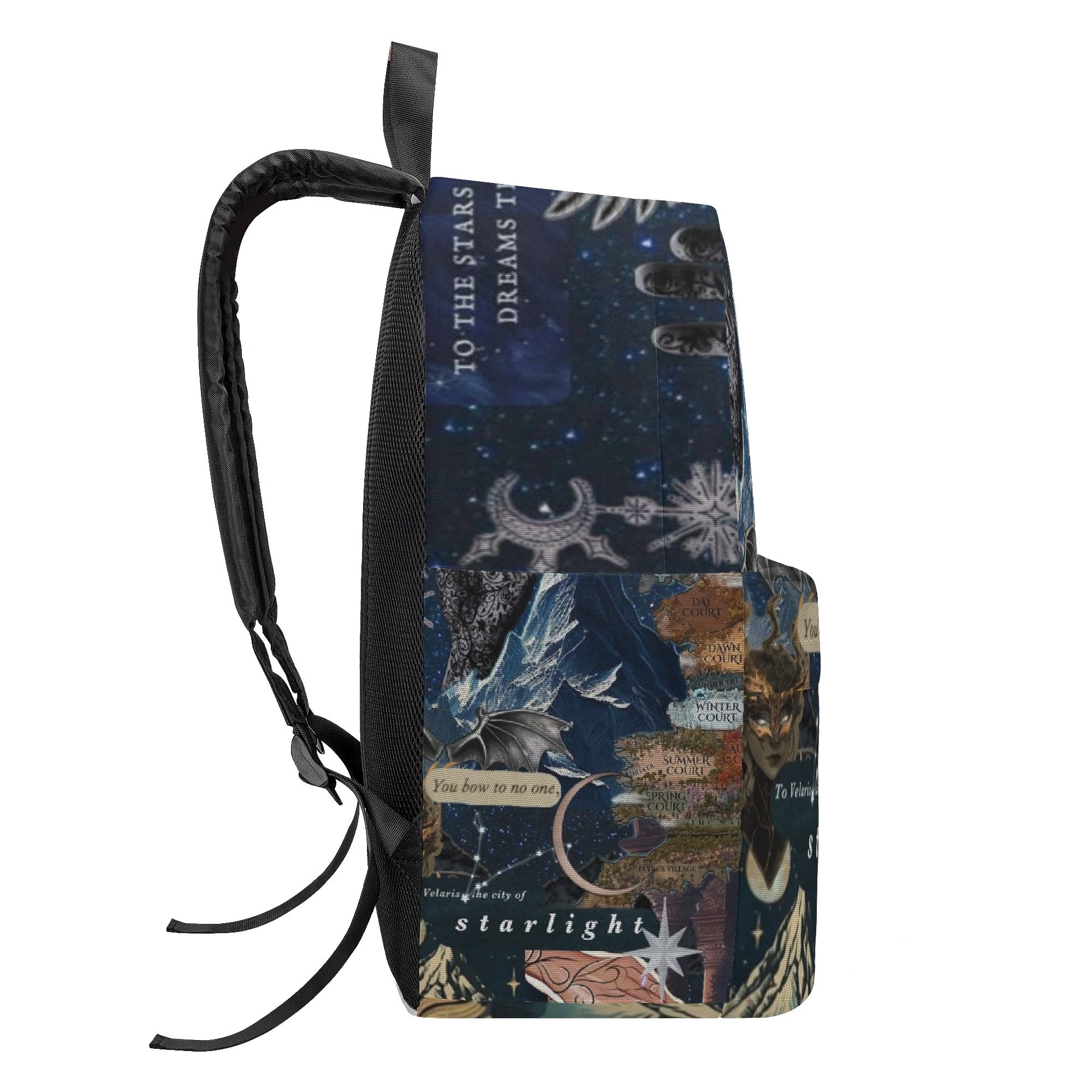 Velaris ACOTAR Collage Backpack, Fantasy Map and Symbol Design, Book Lover Gift BPVLR54