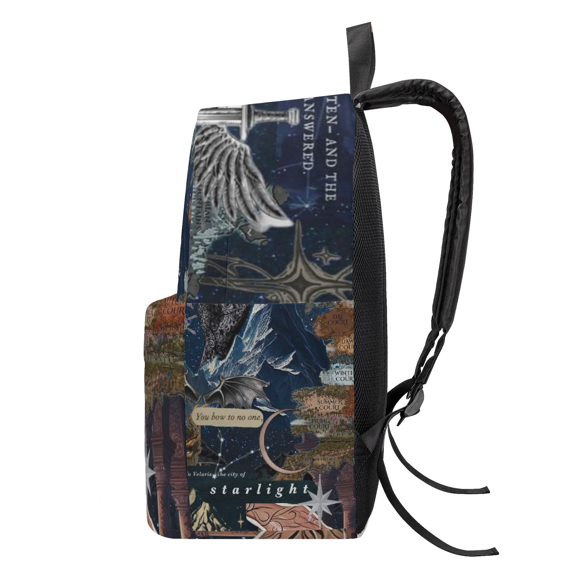Velaris ACOTAR Collage Backpack, Fantasy Map and Symbol Design, Book Lover Gift BPVLR54