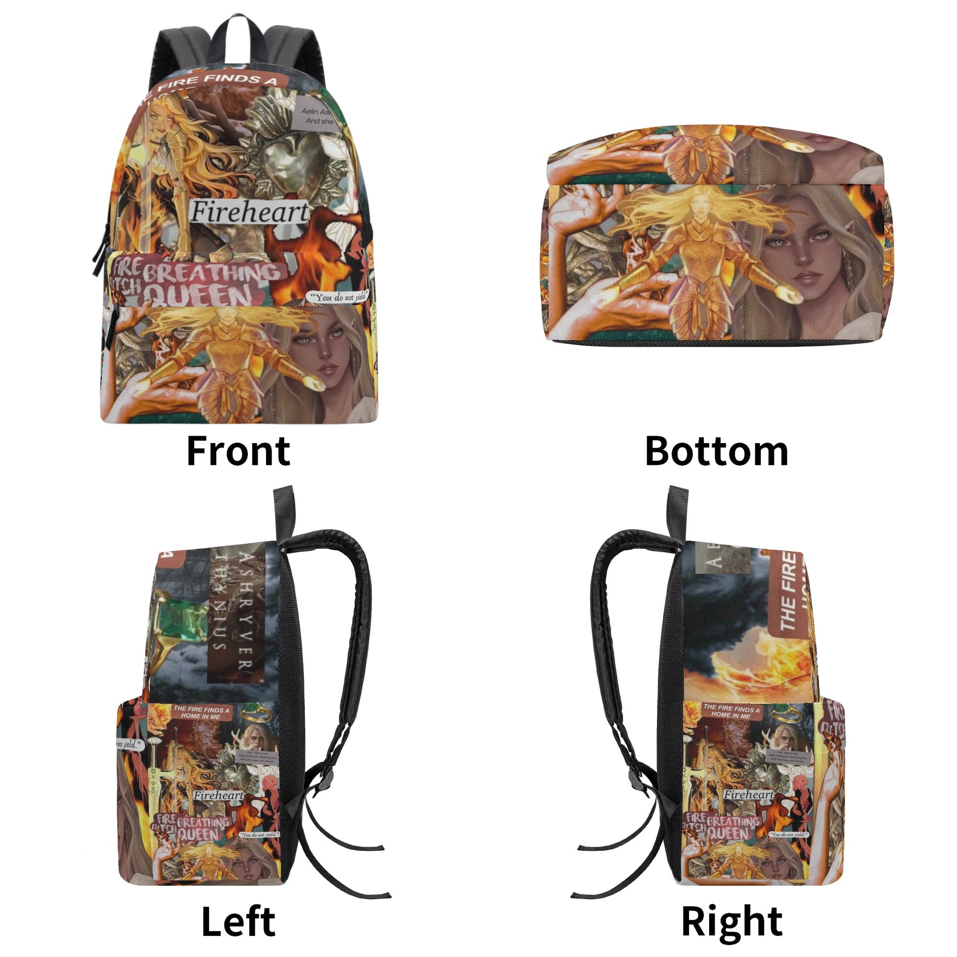 Aelin Fireheart Inspired Backpack, Fantasy Collage Design, Book Lover Gift BPVLR55