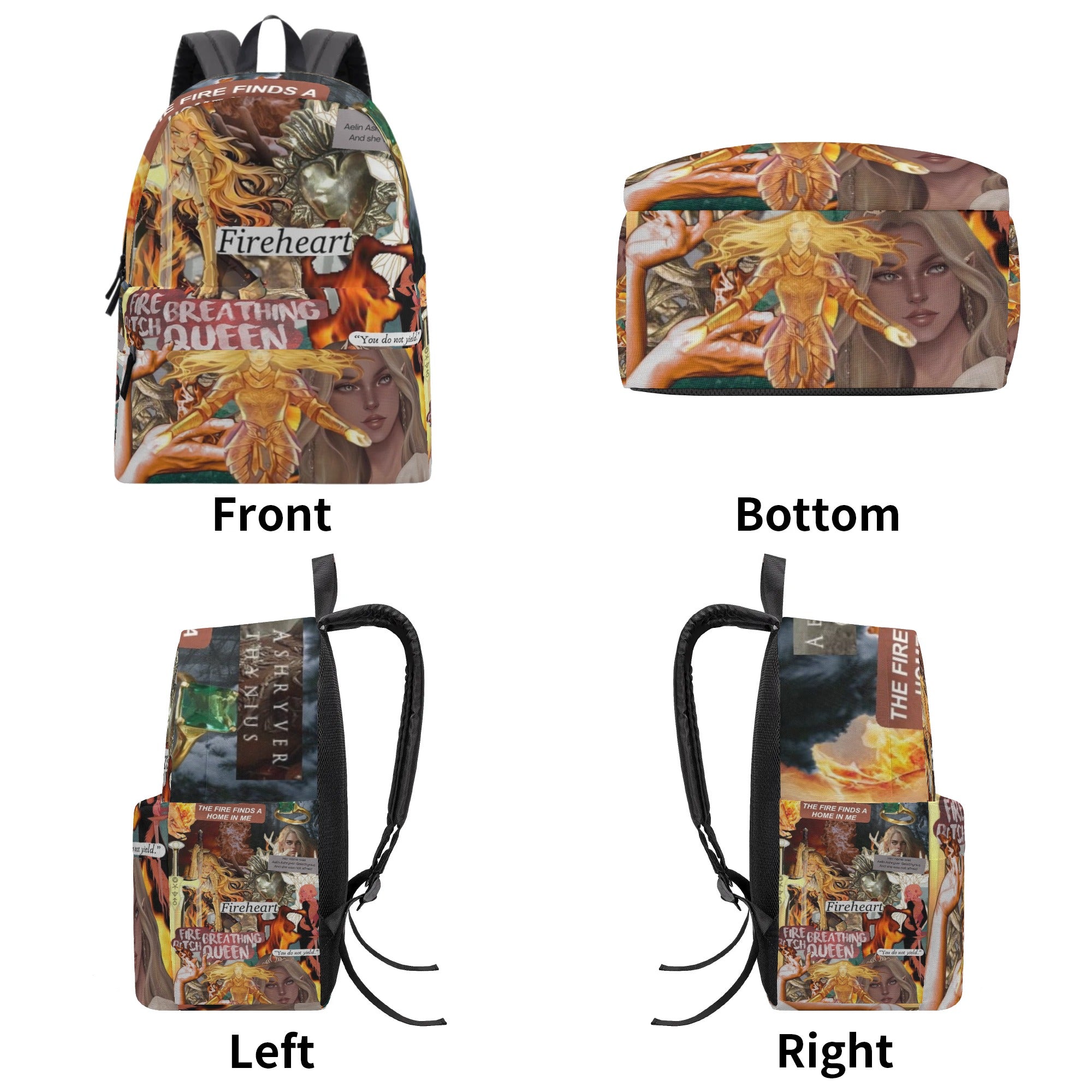 Aelin Fireheart Inspired Backpack, Fantasy Collage Design, Book Lover Gift BPVLR55