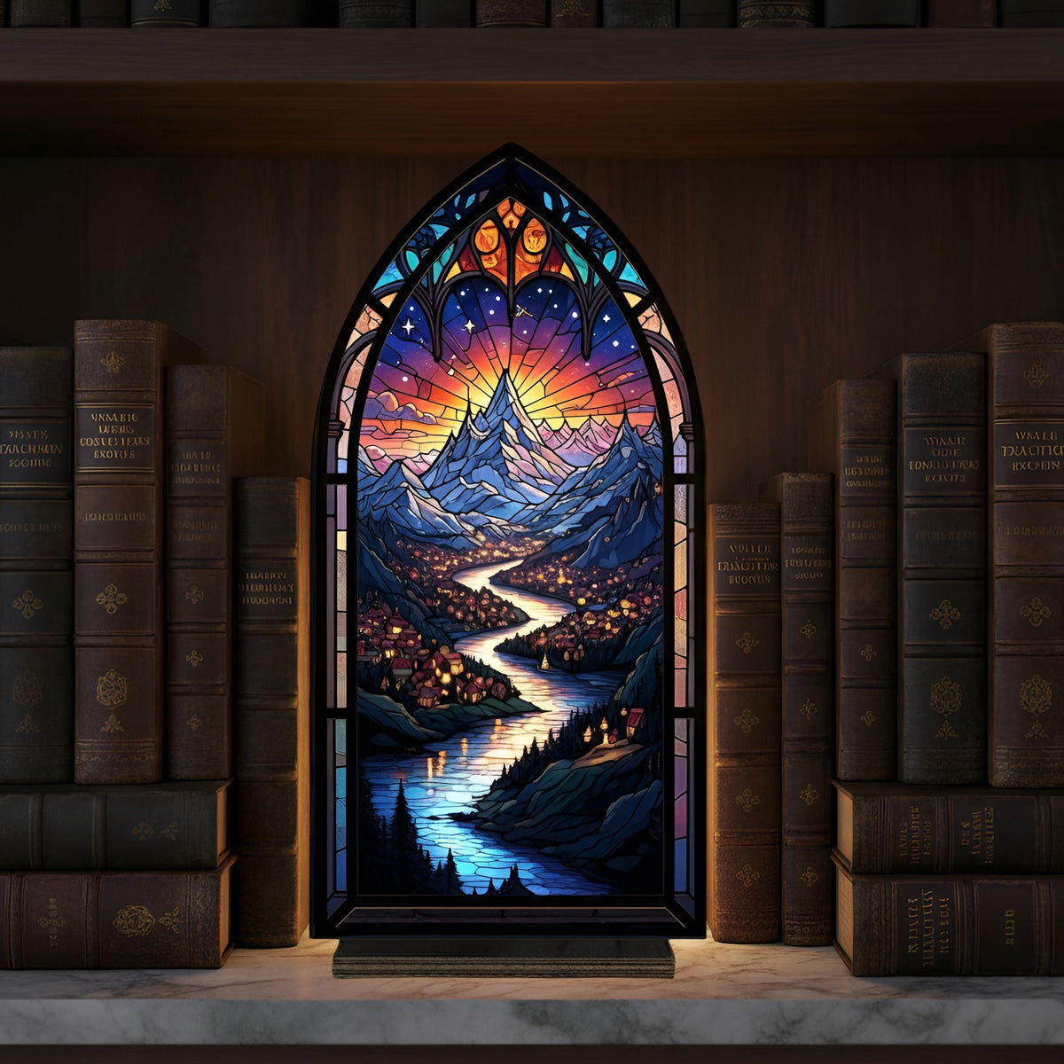 Velaris Night Court Book Nook, ACOTAR Inspired Decor, Starry River and Mountain Scene, Cozy Reading Lamp, Bookish Gift BNVLR25