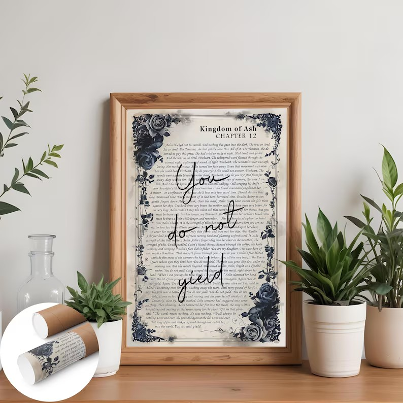 You Do Not Yield Poster Print, Throne of Glass Wall Art, Sarah J. Maas Bookish Decor, Fantasy Reader Gift VLRP69