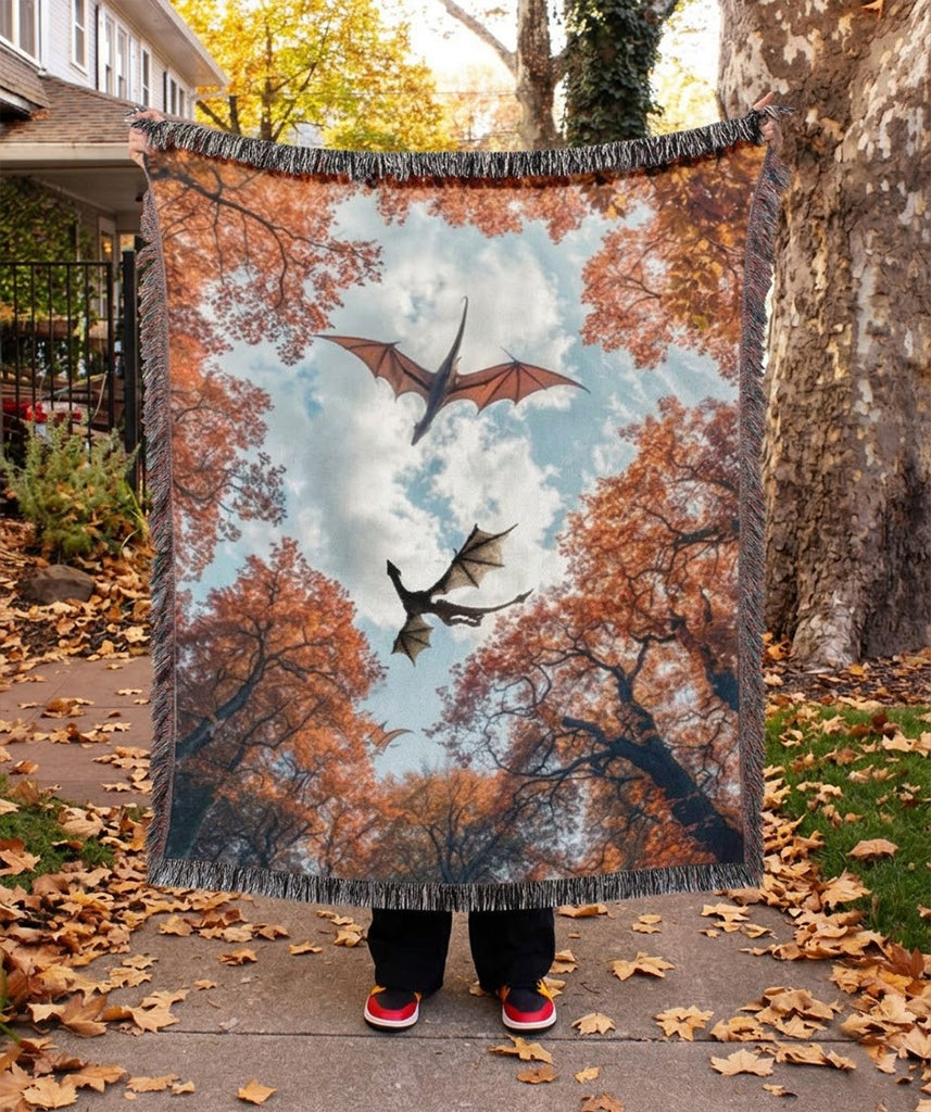 Fourth Wing Inspired Woven Blanket, Dragon Rider Fantasy Throw, Bookish Home Decor, Gift for Fantasy Readers BKVLR15