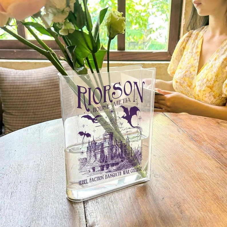 Xaden Riorson House Acrylic Book Vase, Basgiath War College Fantasy Vase, Fourth Wing Book Decor, Dragon Bookshelf Vase,Fantasy Reader Vase VLRBV39