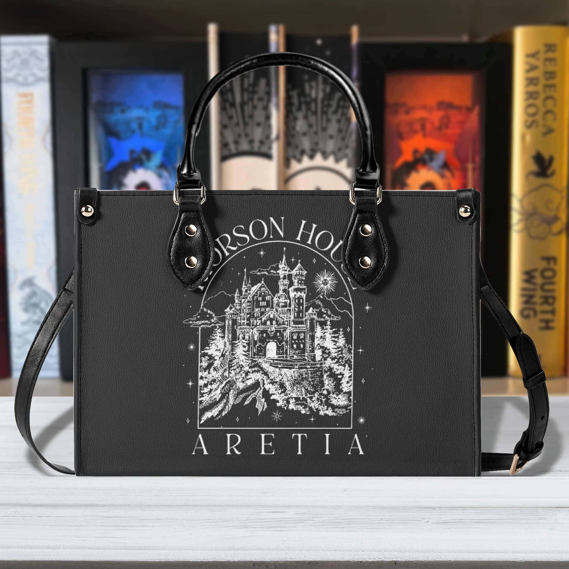 Riorson House Leather Bag,  Onyx Storm inspired Bag, Personalized Leather Bag, Fantasy Leather Handbag, Perfect Gift for Women. HBVLR06