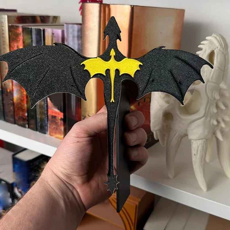 Fourth Wing Double Dragon BOOK INSERT, Bookmark, Book Accessory, Black and Gold Dragons