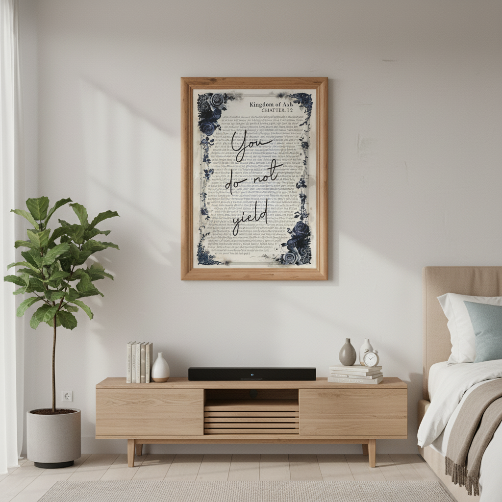 You Do Not Yield Poster Print, Throne of Glass Wall Art, Sarah J. Maas Bookish Decor, Fantasy Reader Gift VLRP69