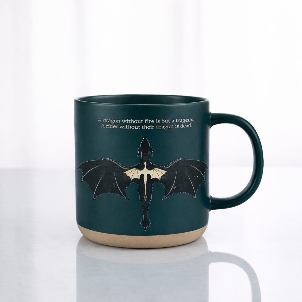 A Rider Without Their Dragon Is Dead Quote Mug, Fourth Wing Inspired Dragon Ceramic Coffee Cup, Fantasy Bookish Gift