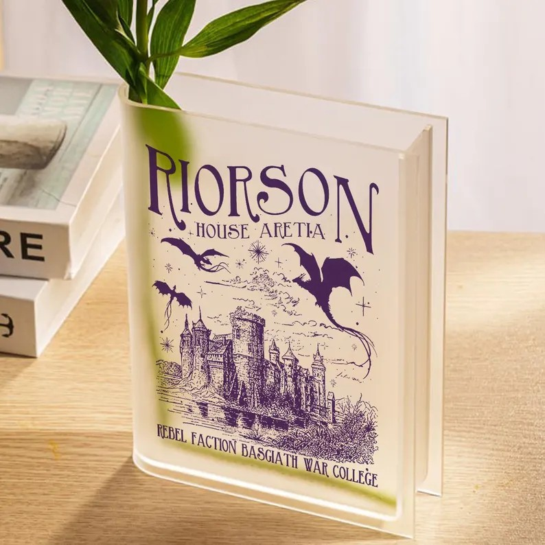 Xaden Riorson House Acrylic Book Vase, Basgiath War College Fantasy Vase, Fourth Wing Book Decor, Dragon Bookshelf Vase,Fantasy Reader Vase VLRBV39