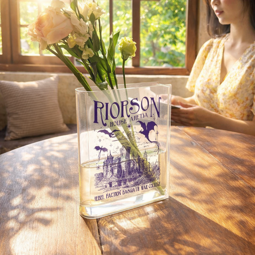 Xaden Riorson House Acrylic Book Vase, Basgiath War College Fantasy Vase, Fourth Wing Book Decor, Dragon Bookshelf Vase,Fantasy Reader Vase VLRBV39