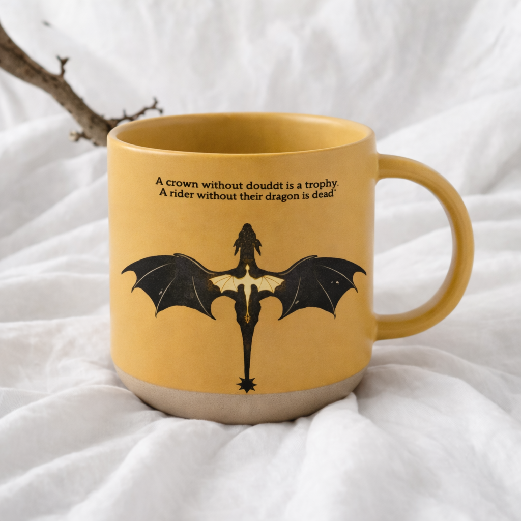 A Rider Without Their Dragon Is Dead Quote Mug, Fourth Wing Inspired Dragon Ceramic Coffee Cup, Fantasy Bookish Gift