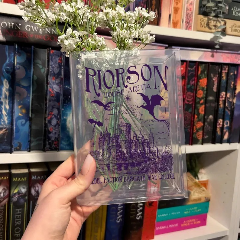 Xaden Riorson House Acrylic Book Vase, Basgiath War College Fantasy Vase, Fourth Wing Book Decor, Dragon Bookshelf Vase,Fantasy Reader Vase VLRBV39