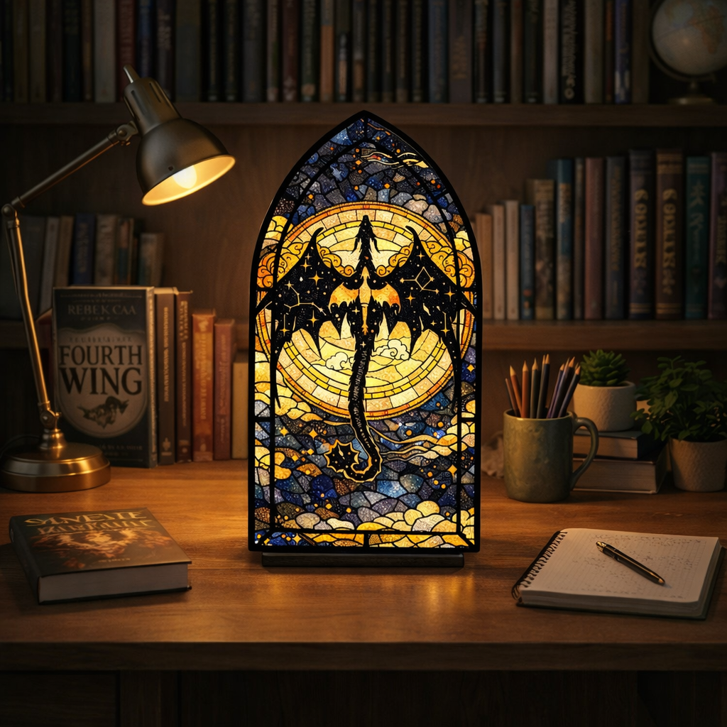 Fourth Wing Book Nook, Fantasy Window Lamp, Violet Inspired Book Nook, Bookish Gift, Cozy Reading Lamp BNVLR30