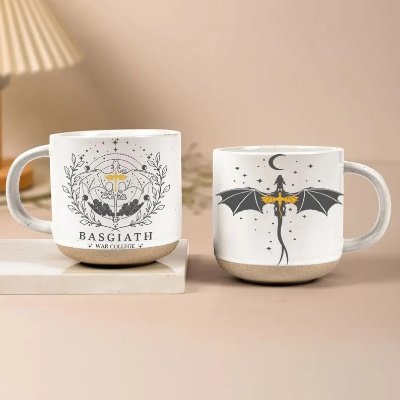 Fourth Wing Pottery Mug, Basgiath War College Mug, Fourth Wing Inspired, Fantasy Reader Gifts, Romantasy Reader Mug, Bookish Dragon Mug