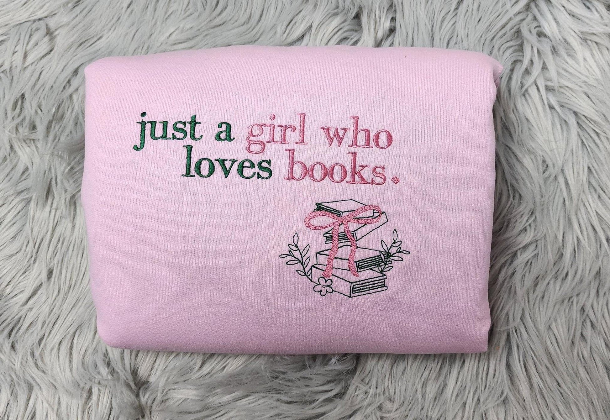 Embroidered Book Lover Crewneck Sweatshir, Cozy Reader Pullover, Just a Girl Who Loves Books