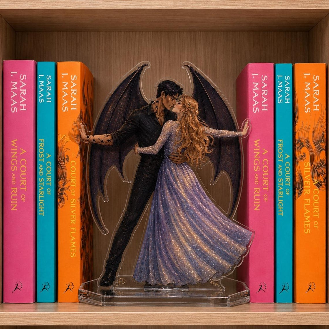 Feyre and Rhysand Bookend Standee, ACOTAR Inspired Acrylic Bookshelf Decor, Night Court Fantasy Romance Gift, Book Lover Shelf Display. BSVLAR05