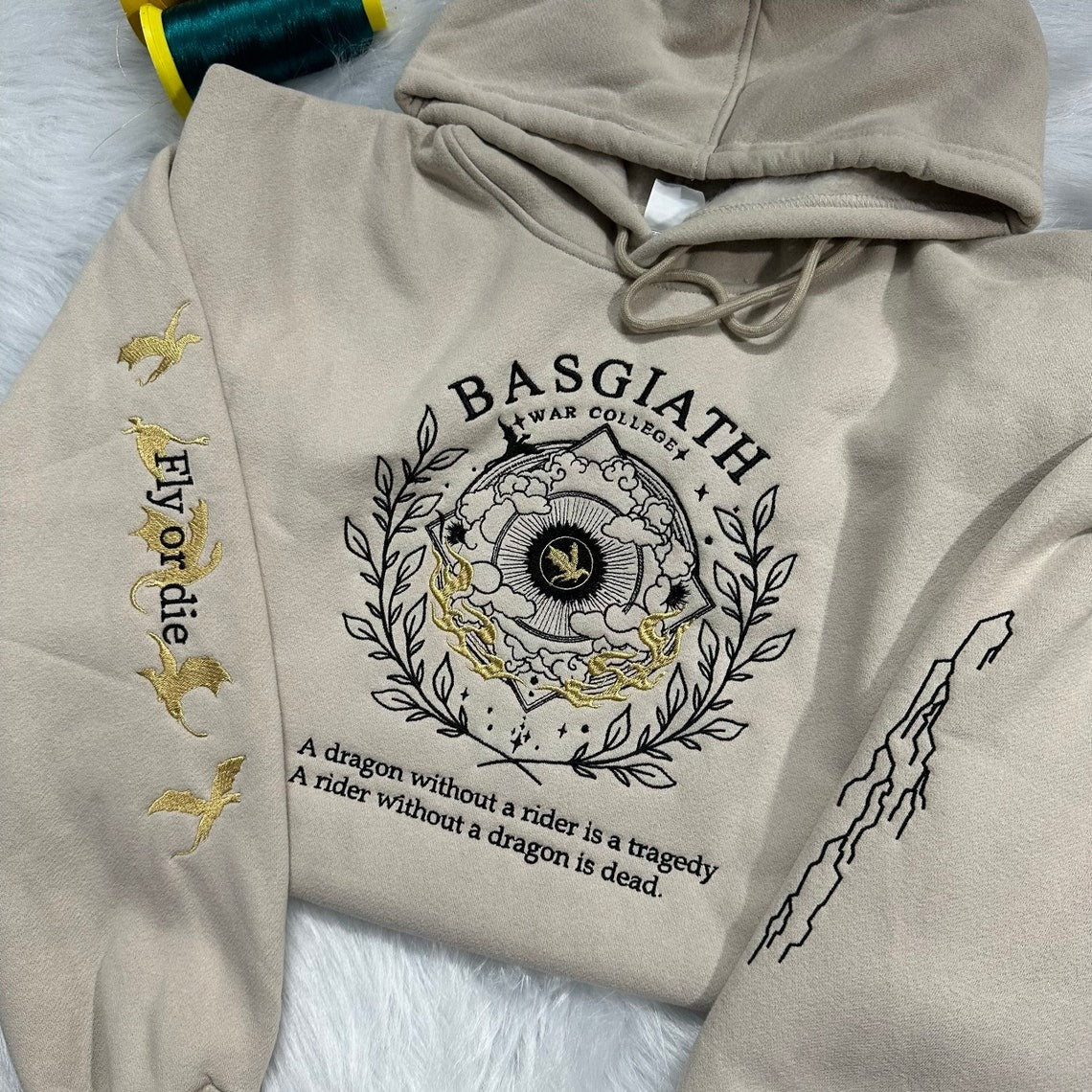 Embroidered Fourth Wing Sweatshirt, Basgiath War College Sweatshirt, Dragon Rider Embroidered, VEMB09