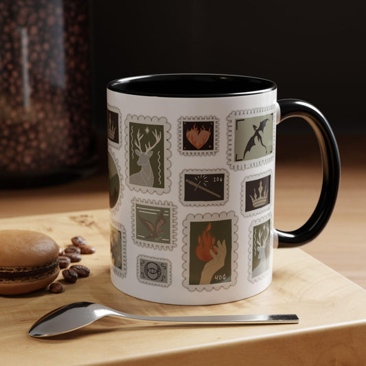 Throne of Glass Mug, ToG Terrasen Aelin Stamp design, Fantasy Book Lover Gift, Throne of Glass Fanart, Bookish Coffee Cup MGVLR05