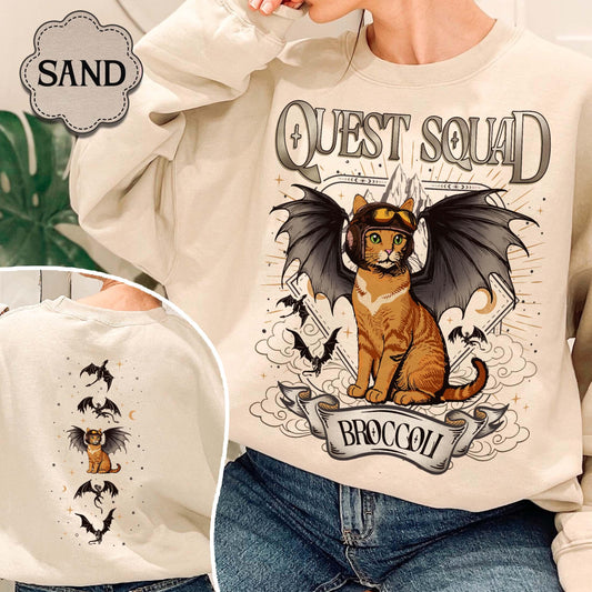 Comfort Colors Quest Squad Broccoli Sweatshirt, Onyx Storm Shirt, Fourth Wing, Xaden Riorson, Ridoc Romantasy Fan Shirt, Dragon Rider,Bookish Tee CFVLR44