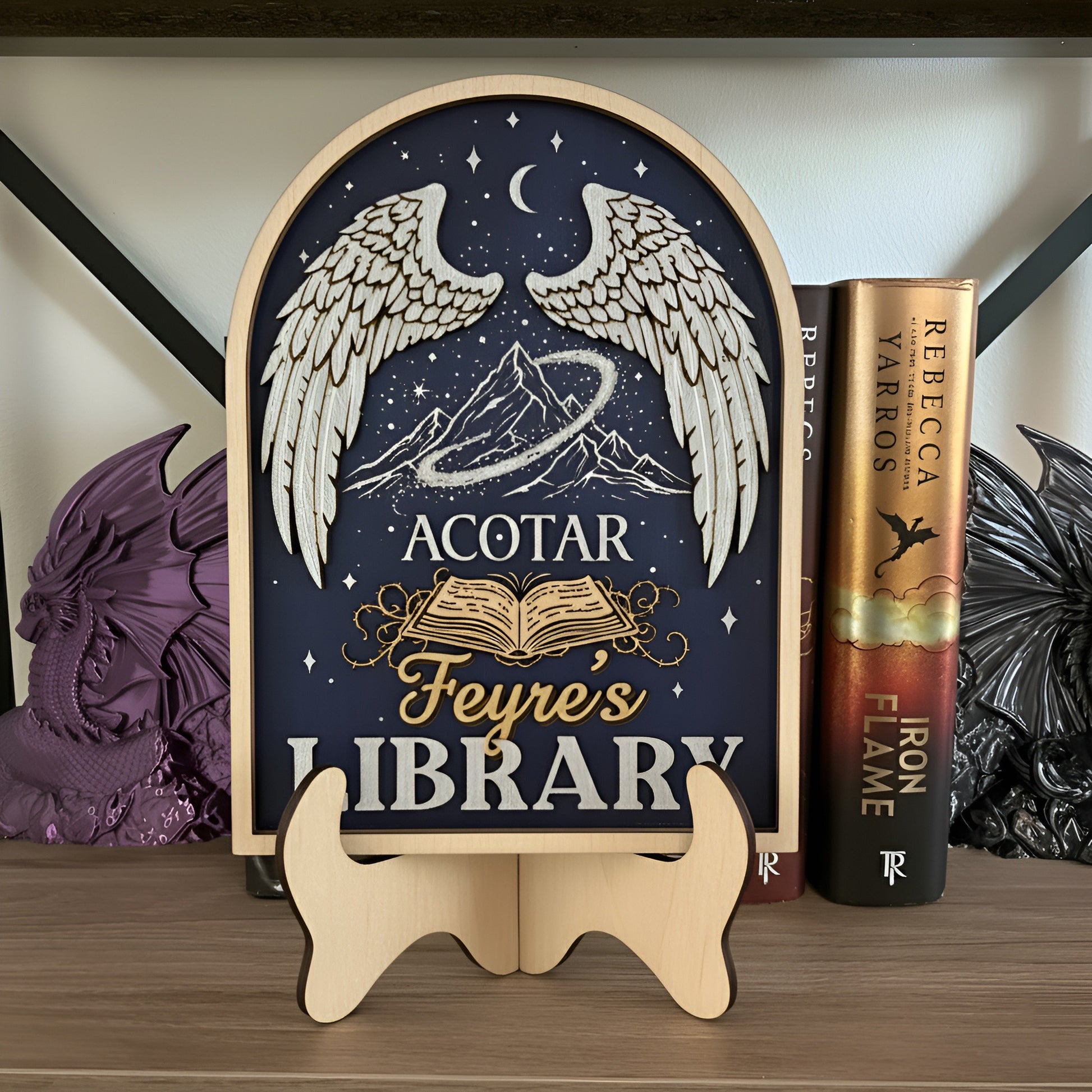 ACOTAR Bookshelf Sign, Velaris Night Court Decor, Personalized Library Sign, Fantasy Bookish Shelf Display Gift