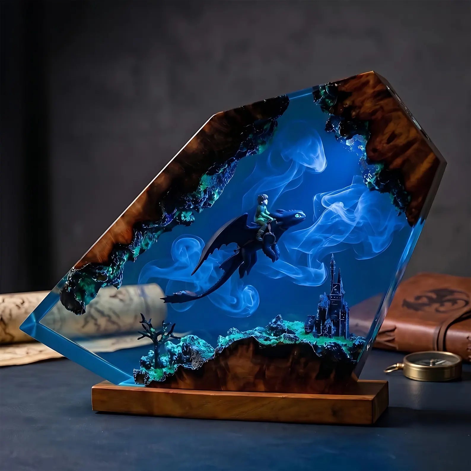 Tairn and Andarna Resin Lamp, Fourth Wing Inspired Dragon Decor, Empyrean Book Lover Gift, Fantasy RGB LED Night Light. ERNLVLA15